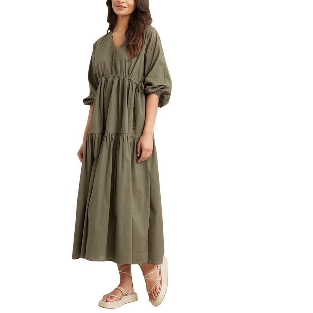 Modern Citizen Lyra Tiered Maxi Dress Olive Size L